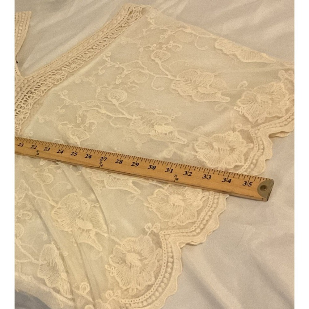 CUPIO Ivory Boho Lace Crochet Butterfly Appliqué Fairy Whimsy Top Blouse SZ S - Picture 8 of 10